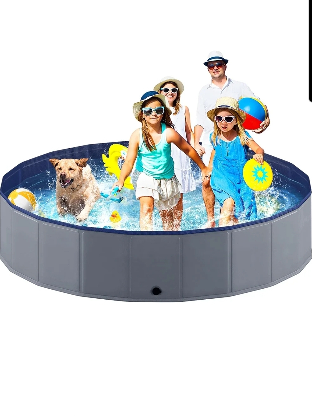 Niubya 80x16 Foldable Dog Pool Collapsible Pet Bathtub Anti Slip PVC